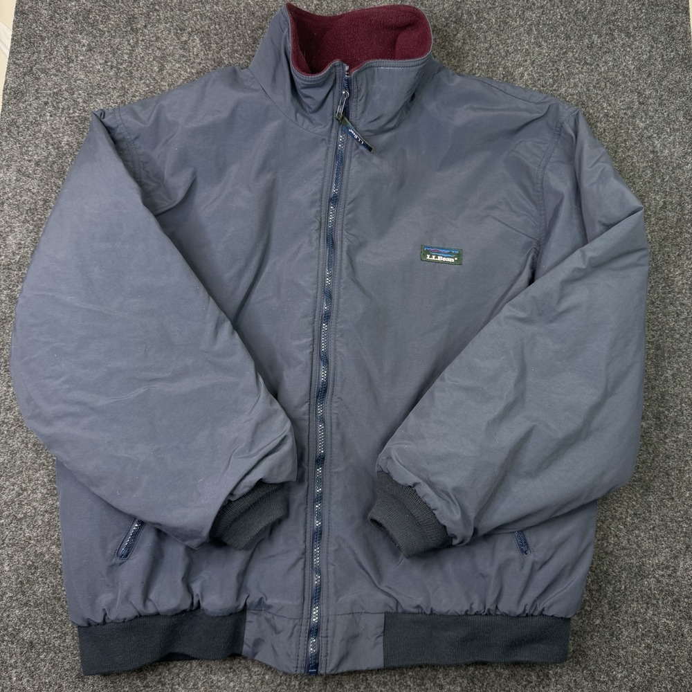 Vintage L.L.Bean Warm-Up Jacket Men's XL Navy Fleece Lined Full Zip Outdoors 80s